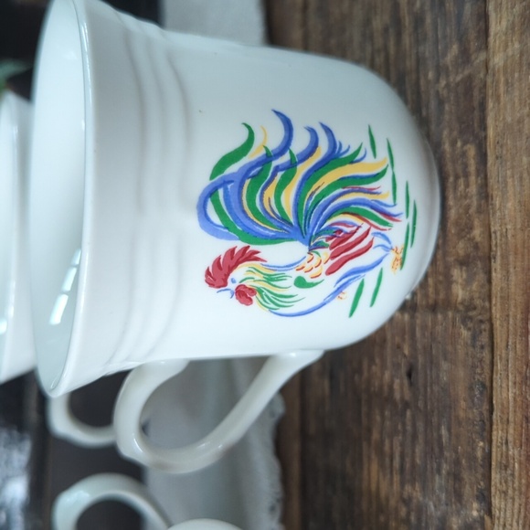 Vintage Century Stoneware Sunrise Rooster Coffee Tea Mug Cup, Set of 4 FARM - Picture 2 of 5